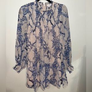 OLIVACEOUS snakeskin mock necked flowy dress